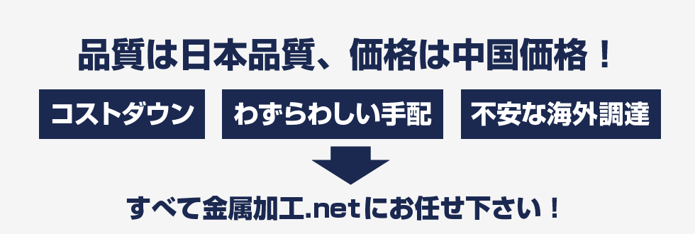 品質は日本品質、価格は中国価格！コストダウン、わずらわしい手配、不安な海外調達お任せ下さい